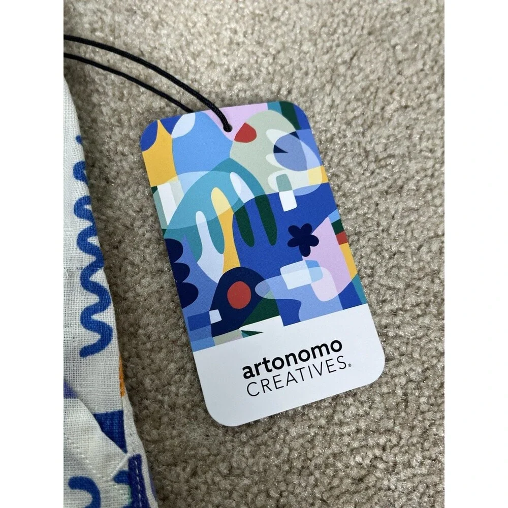 NWT Artonomo Creatives Womens M 100% Linen Shorts Art To Wear Colorful Geometric